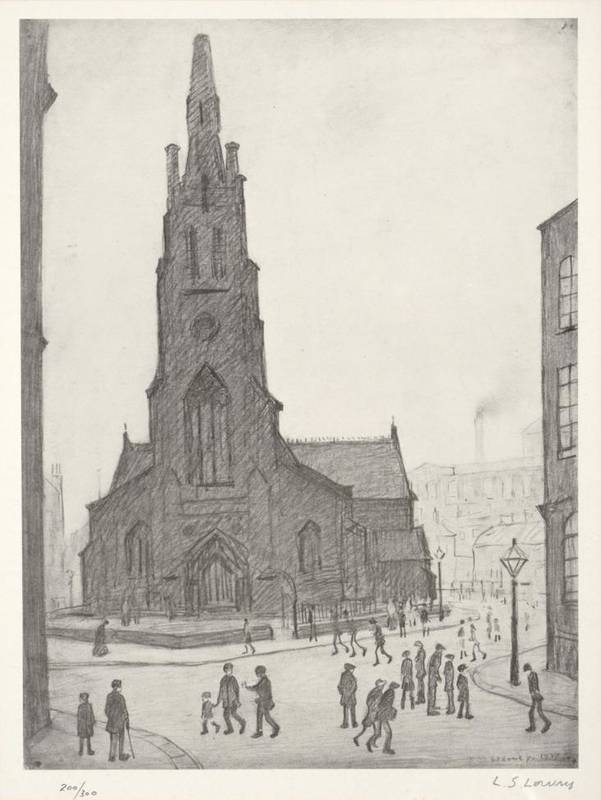Lot 6 - After Laurence Stephen Lowry RBA, RA (1887-1976) ''St. Simon's Church, Salford'' Signed and...