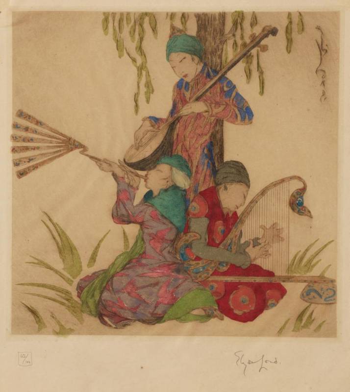 Lot 18 - Elyse Ashe Lord (1900-1971) Japanese trio Signed and numbered 62/150, drypoint etching and...