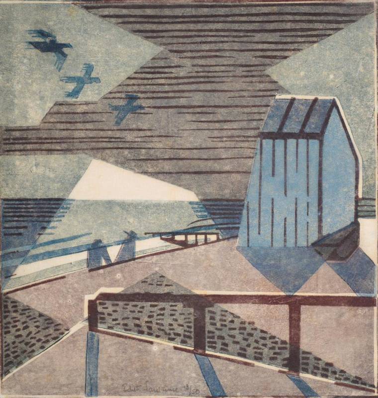 Lot 27 - Edith Lawrence (1890-1973) ''Dull Evening'' Signed and numbered 13/50, linocut, 28cm by 27cm...