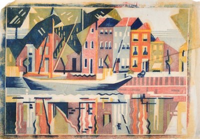 Lot 29 - Edith Lawrence (1890-1973) ''Canal Middleburg, Zeeland'' Signed and numbered 10/50, linocut,...