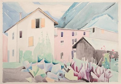 Lot 38 - Edith Lawrence (1890-1973) ''Swiss Back Yard'' Signed, inscribed verso, pencil and watercolour,...
