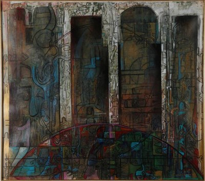 Lot 60 - LeRoy Clarke (b.1938) Trinidadian ''De Kathedral'' Signed, inscribed verso and dated 1991,...