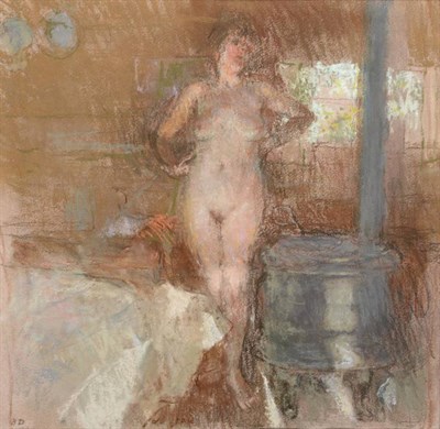 Lot 70 - Bernard Dunstan RA, PPRWA (b.1920) ''In the Cabin'' Initialled, pastel, 33cm by 33.5cm...