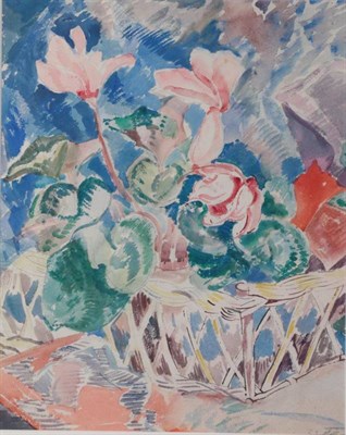 Lot 81 - Robin Wallace (1897-1952) Still life of Cyclamen Signed, pencil and watercolour, 43cm by 34cm...