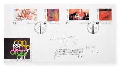 Lot 88 - Tracey Emin CBE, RA (b.1963) ''Messy F....R'' Signed and dated 2017, pen and ink on a Guernsey Post