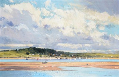 Lot 91 - Robert King RI, RSMA (b.1936) Padstow  Signed, oil on canvas, 59cm by 89.5cm   Artist's Resale...