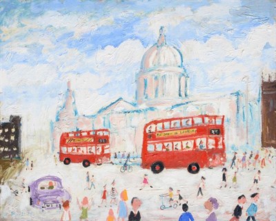 Lot 122 - Simeon Stafford (b.1956) St. Paul's, London Signed and dated (20)02, oil on board, 40.5cm by...