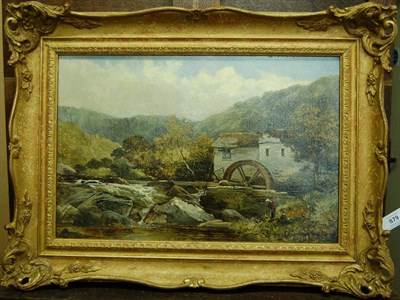 Lot 879 - James Callowhill (fl.1880-1884) Figures beside a Watermill in a landscape Inscribed by a later hand