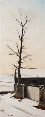 Lot 129 - Peter Brook RBA (1927-2009) ''Lane'' Signed, inscribed, oil on canvas, 51cm by 20cm  Artist's...