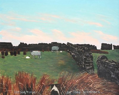 Lot 131 - Peter Brook RBA (1927-2009) ''Springtime on the Pennines'' Signed and inscribed, oil on board, 41cm