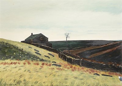 Lot 132 - Peter Brook RBA (1927-2009) ''Classical Pennine Landscape'' Signed and inscribed, oil on board,...