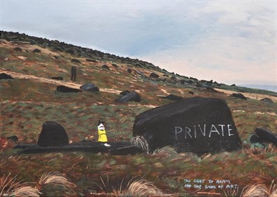 Lot 134 - Peter Brook RBA (1927-2009) ''The Right to Roam for the Sake of Art'' Signed and inscribed, oil...