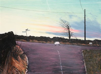Lot 135 - Peter Brook RBA (1927-2009) ''Jet Planes, Roads, Wires & a Sheep etc.'' Signed and inscribed,...