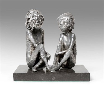 Lot 144 - Rowan Gillespie (b.1953) Two children seated Signed and dated (19)72, numbered 11/17, cast...