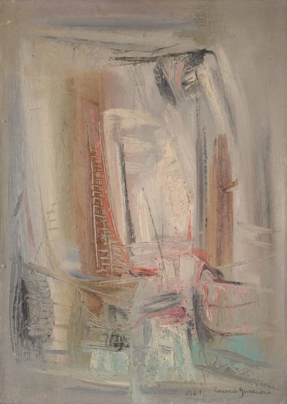 Lot 158 - Riccardo Guarneri (b.1933) Italian Abstract Signed and dated 1961, oil on canvas, 70cm by 50cm...