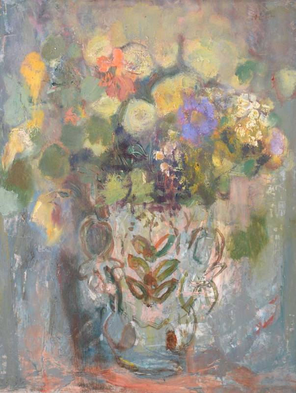 Lot 162 - Margaret Ross Hislop RSA, RBA (1894-1972) ''Summer Flowers in a Victorian Vase'' Signed, oil on...