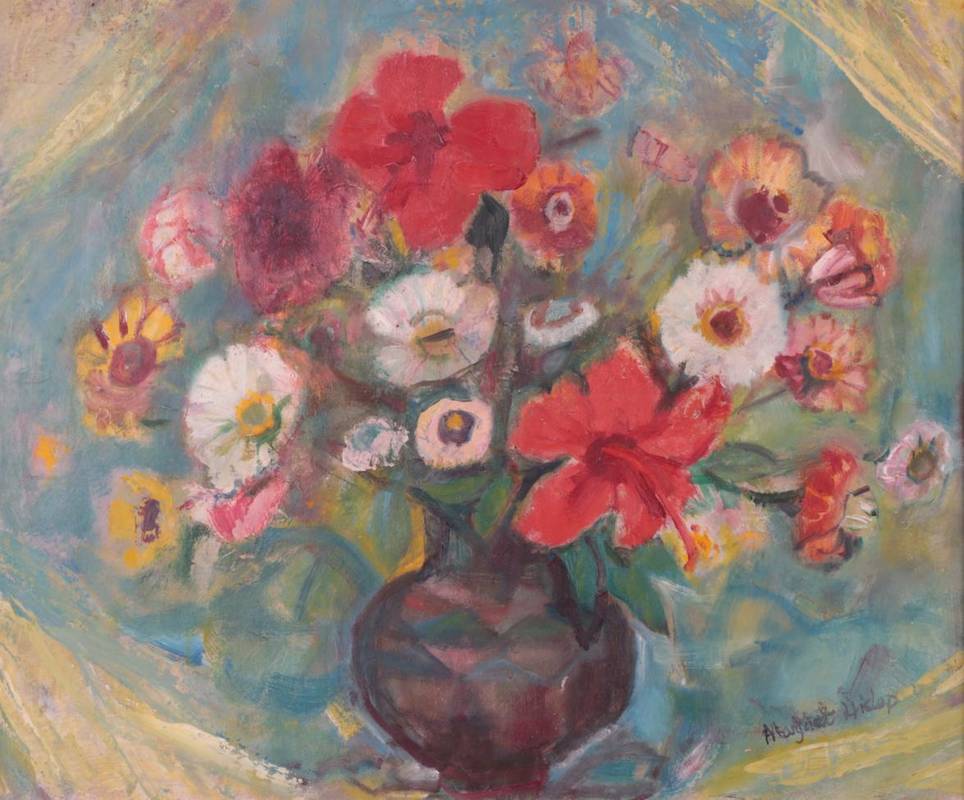 Lot 163 - Margaret Ross Hislop RSA, RBA (1894-1972) ''Still Life - African Flowers in a Vase'' Signed, oil on