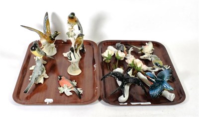 Lot 22 - Two trays of various Karl Ens porcelain bird models including three wall pockets, three wall...