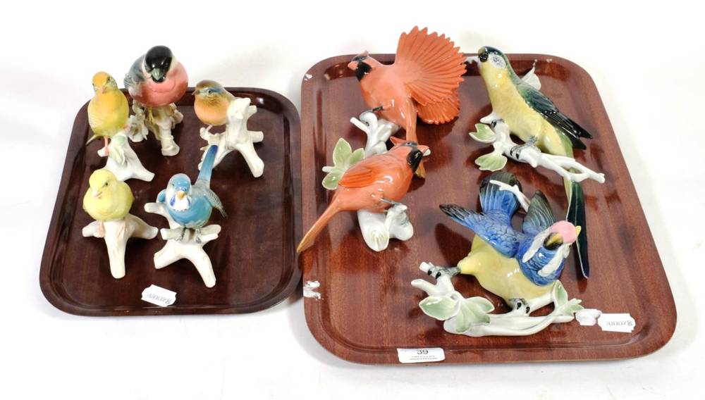 Lot 39 - Karl Ens porcelain bird models including three wall plaques (8) (on two trays)