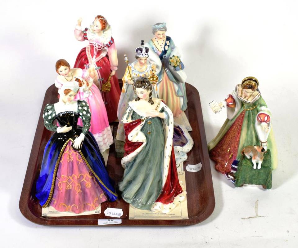 Lot 50 - Four Royal Doulton figures from the Queens of the Realm series: Queen Anne HN3141, Mary Queen...