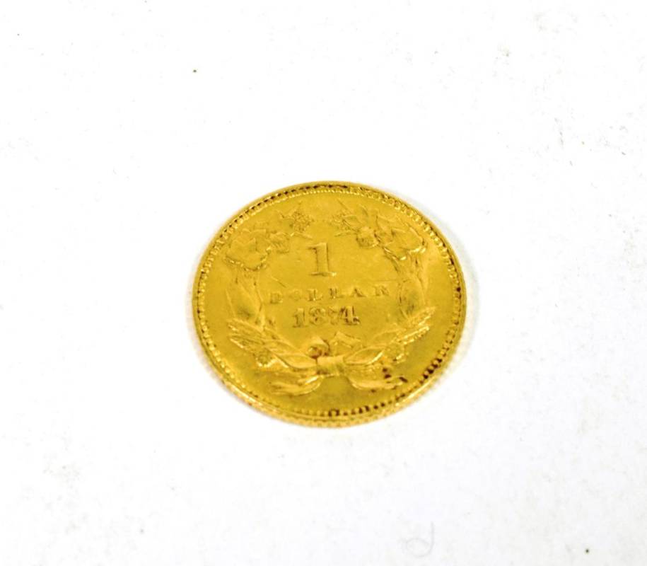 Lot 68 - An 1874 gold one dollar coin