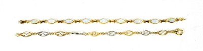 Lot 72 - A 9 carat two colour gold bracelet, length 18.7cm; and a 9 carat gold opal set bracelet, length...