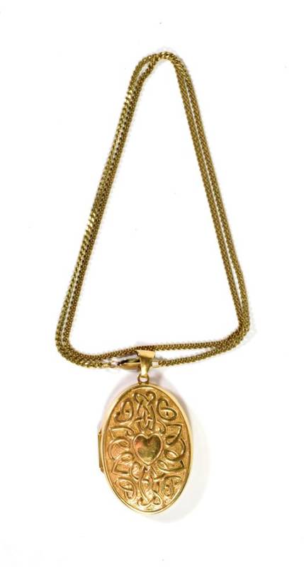 Lot 89 - A 9 carat gold locket on chain, chain length 46cm