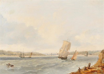 Lot 895 - Alfred Vickers Snr (1786-1868) "On the River Orwell" Inscribed on a later typed label verso, oil on