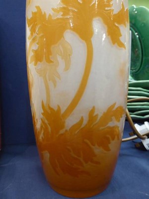 Lot 134 - A cameo amber glass vase, bearing Galle signature, 34cm high
