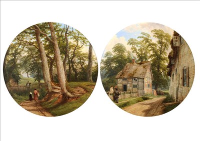 Lot 897 - Thomas Baker of Leamington (1809-1869) "Birdingbury, Warwickshire"; Figures on a Path beside...