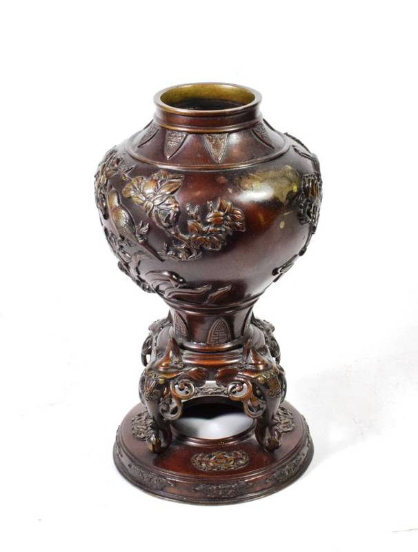 Lot 143 - A Japanese Meiji period bronze vase (a.f.)