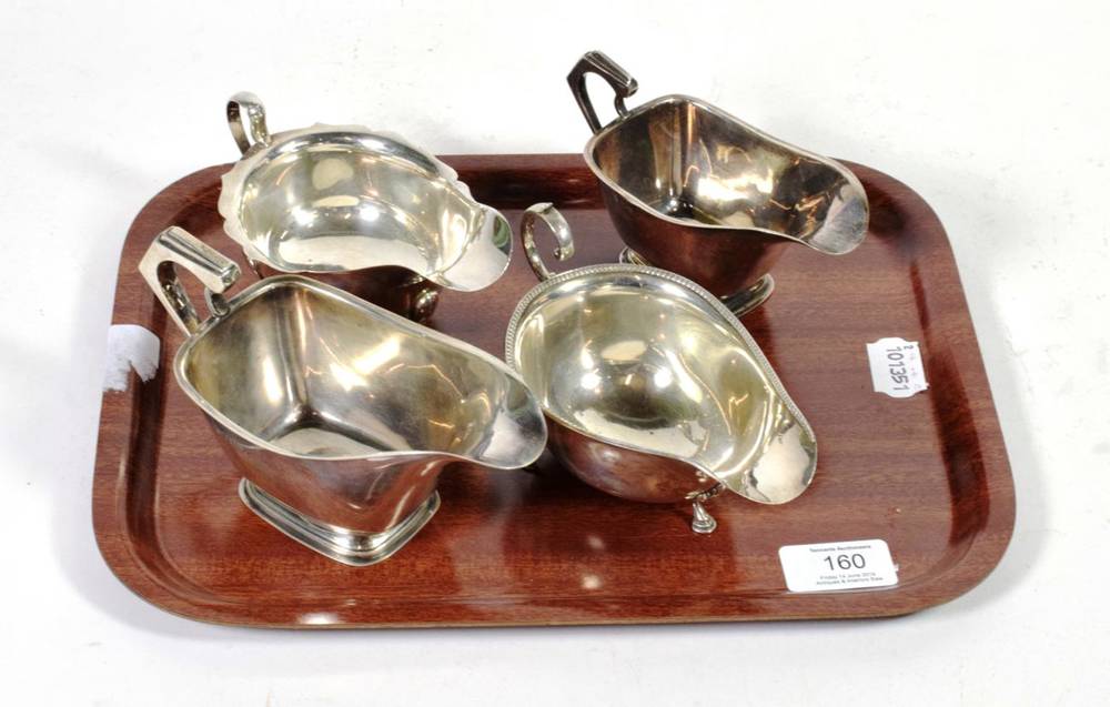 Lot 160 - Four silver sauce boats