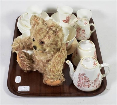 Lot 162 - Zotty jointed Steiff bear; Kate Greenaway style nursery tea set; and Mintons & Royal Worcester...