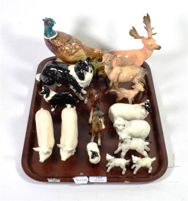 Lot 164 - Beswick animal models including: Pheasant, model No. 1225, Stag, Doe and Fawn, pig models CH....