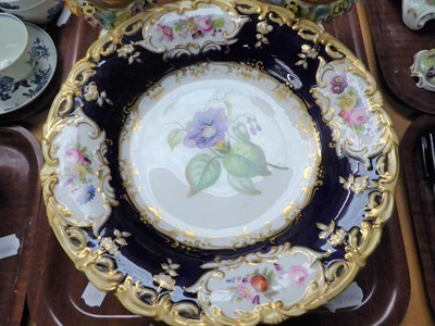 Lot 177 - A Coalport floral painted part dessert service and a near pair of floral encrusted twin handled...