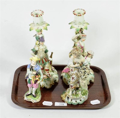 Lot 178 - A pair of 19th century figural candlesticks; a Copeland Garrett figure of a fruit seller; and a...