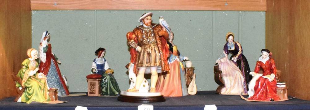 Lot 203 - Royal Doulton Henry VIII (HN3350) and the Wives of Henry VIII: Catherine Parr HN3450, Anne of...