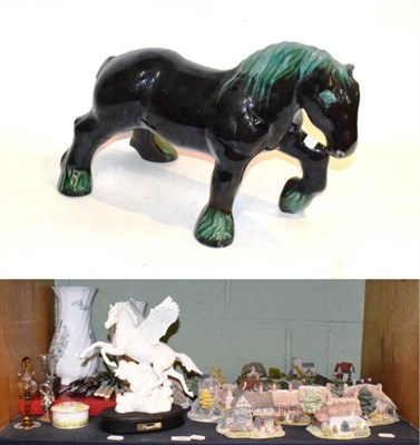 Lot 205 - A Royal Doulton Pegasus model HN3547, two Aynsley vases, Liliput Lane models, etc