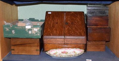 Lot 206 - A late Victorian oak desk cabinet; a Victorian mahogany writing slope and four other boxes; a...