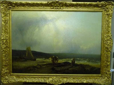 Lot 906 - Follower of Charles Thomas Burt (19th century) Figures with a Horse on a Beach at Low Tide Oil...