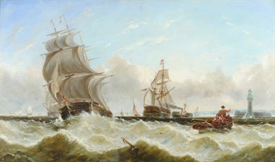 Lot 907 - John Callow AOWCS (1822-1878) "Shipping off Liverpool" Signed, inscribed on a plaque attached...