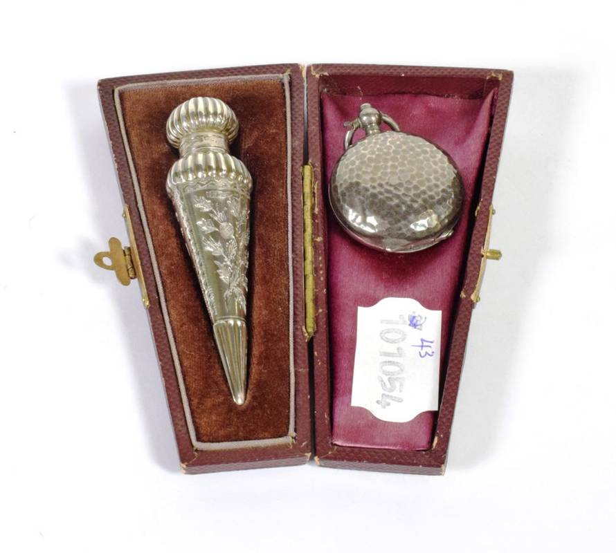 Lot 243 - A Victorian silver scent bottle, David & Lionel Spiers, Birmingham 1884, part fluted and...