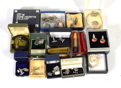 Lot 265 - A quantity of costume jewellery including a pair of Liberty's cufflinks; fifteen pairs of cufflinks