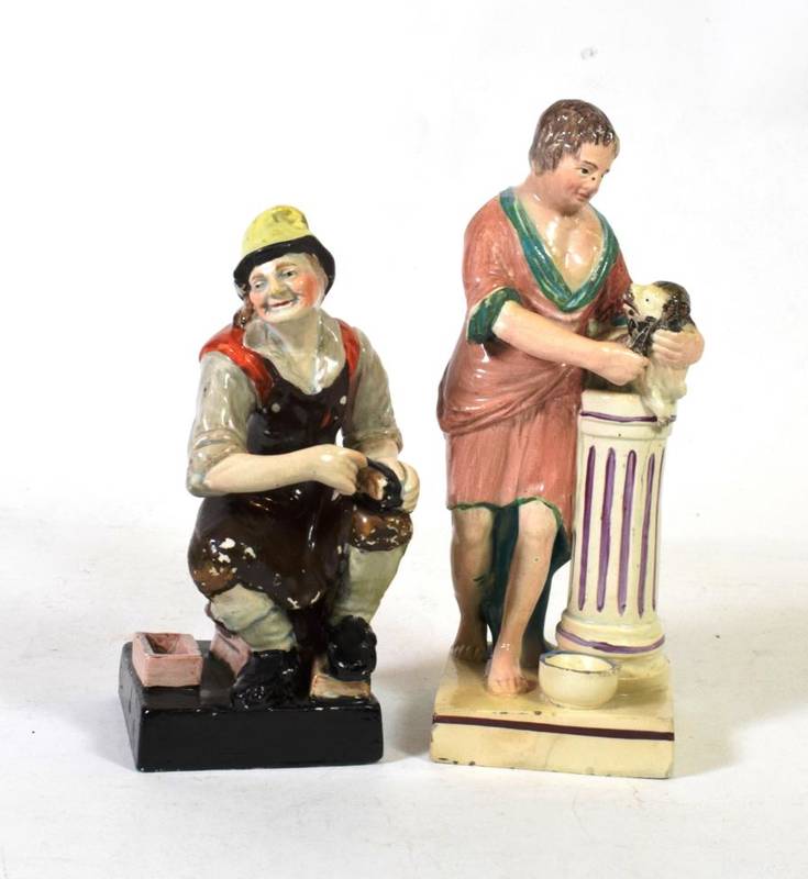Lot 270 - Two early 19th century pearlware pottery figures, depicting the figure of Jobson and Jason at...
