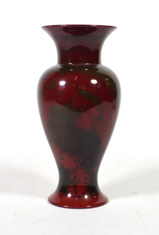 Lot 275 - A Bernard Moore flambe glazed vase decorated with dragons and flaming pearls
