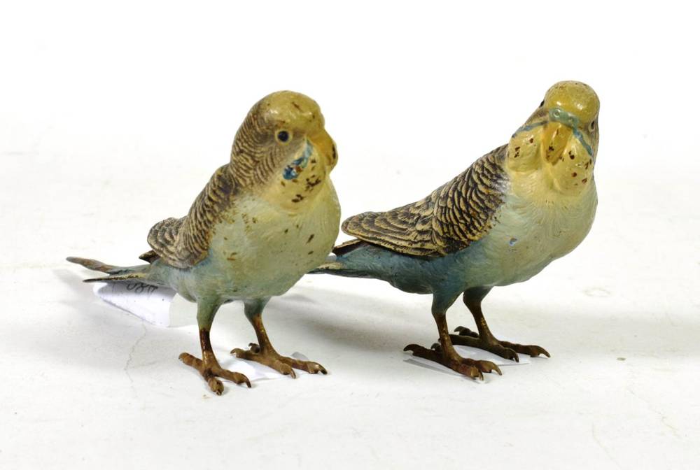 Lot 284 - A pair of cold painted bronze budgerigars