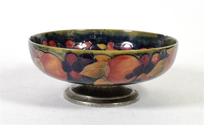 Lot 290 - A William Moorcroft pomegranate pattern pewter footed bowl (a.f.)