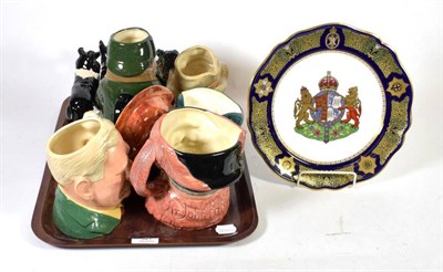 Lot 321 - A tray of Doulton jugs, two Beswick dogs; and a Beswick Sabrina's bull