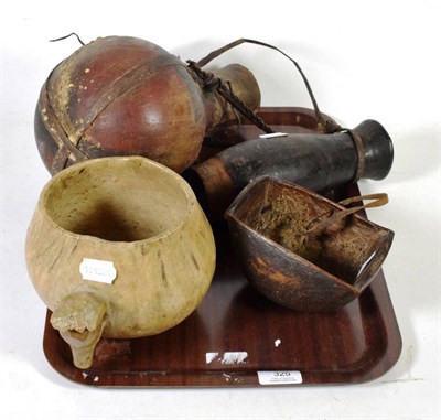 Lot 325 - Four various gourd and other vessels