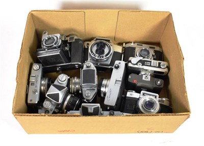 Lot 340A - Eleven various cameras to include a Super Ikonta 533/16; Canon Demi; Nikon FTN etc